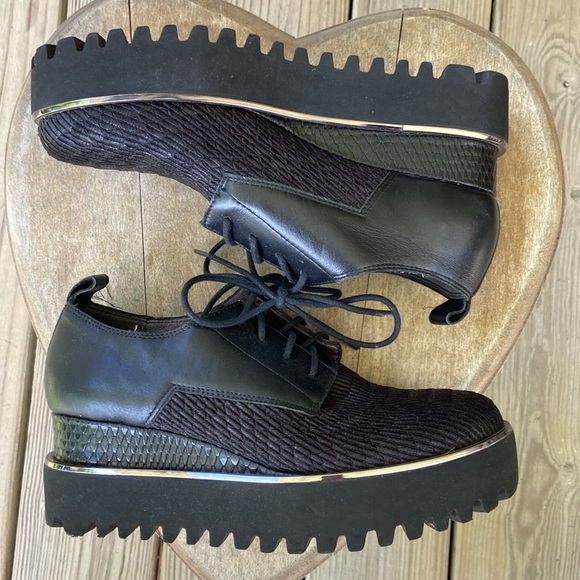 NWOB United Nude Shoes Juko Flatform Black Lace Up Shoes Women's Size 6.5 - Picture 14 of 15